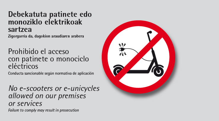 Prohibido el acceso con patiente o monociclo eléctricos