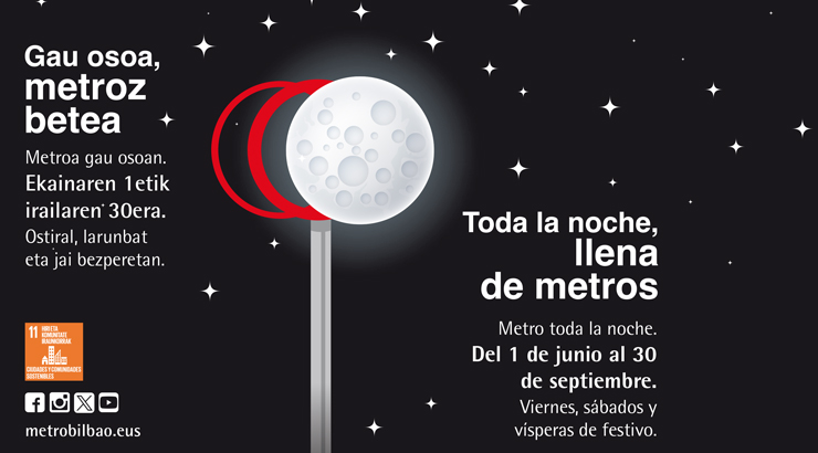 Imagen de un váculo de Metro Bilbao junto a una luna