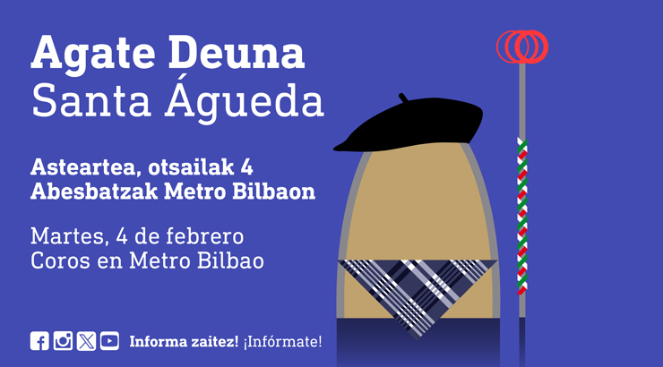 Metro Bilbao animará la víspera de Santa Águeda con las actuaciones de nueve coros en 17 de sus estaciones 