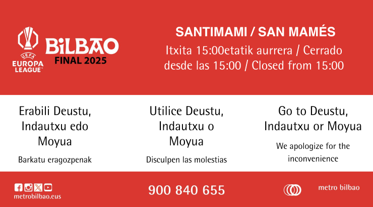 Desde las 15:00 Santimami/San Mamés Cerrada