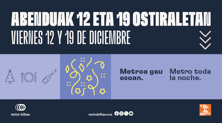 Friday, December 12 and 19, metro service all night long 