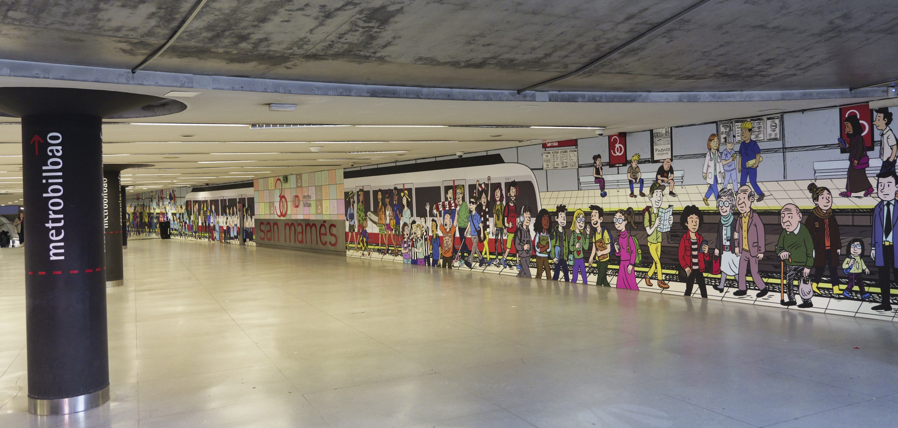 Metro Bilbao rinde homenaje a su clientela con un espectacular mural en su 30 aniversario  
