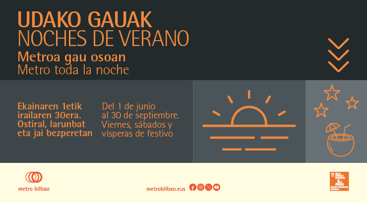Viernes, sábados y vísperas de festivo metro toda la noche 