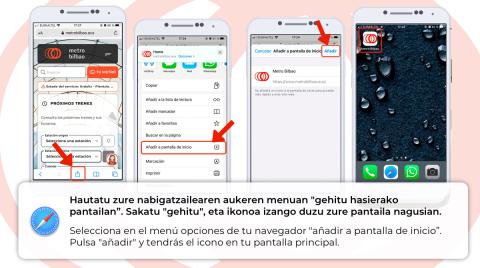 Hasierako pantailan gorde Safari-iOSen