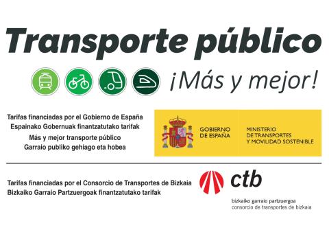 Transporte público. ¡Más y mejor! Bizkaiko Garraio Patzuergoak finantzatutako tarifak - Tarifas financiadas por el Consorcio de Transportes de Bizkaia